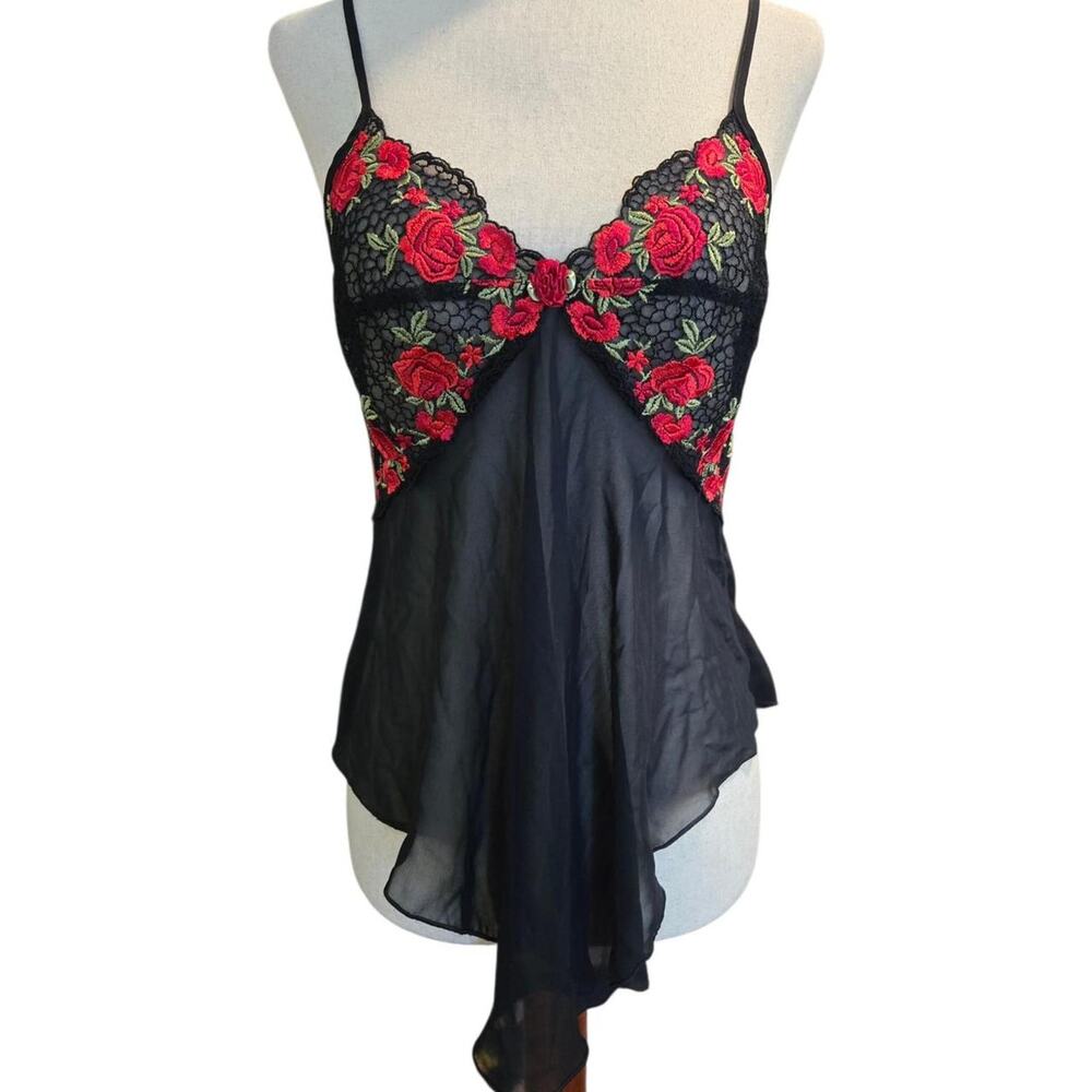 Y2k black sheer lace top